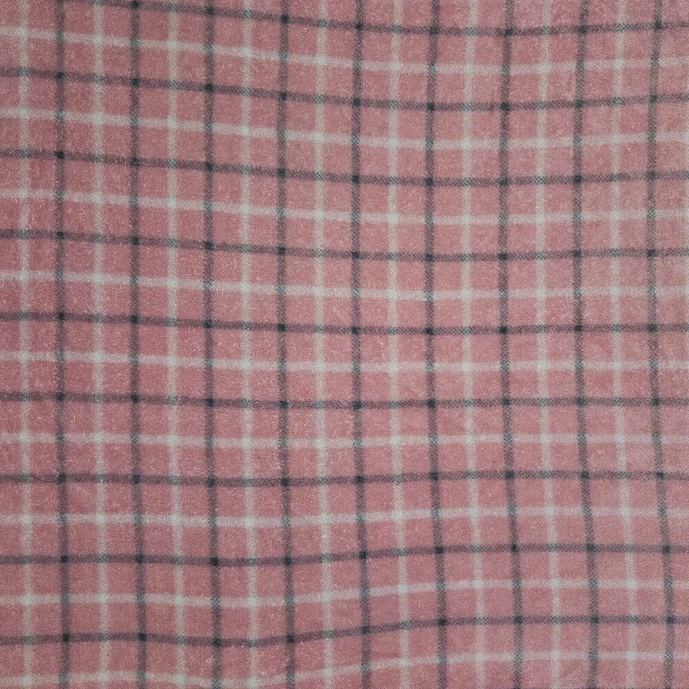 Pink Gray White Plaid Fleece Baby Blanket Lovey RN 36753 Allura
